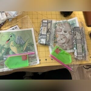 DIY Diamond Painting Kits with Dinosaur and Sloth Designs